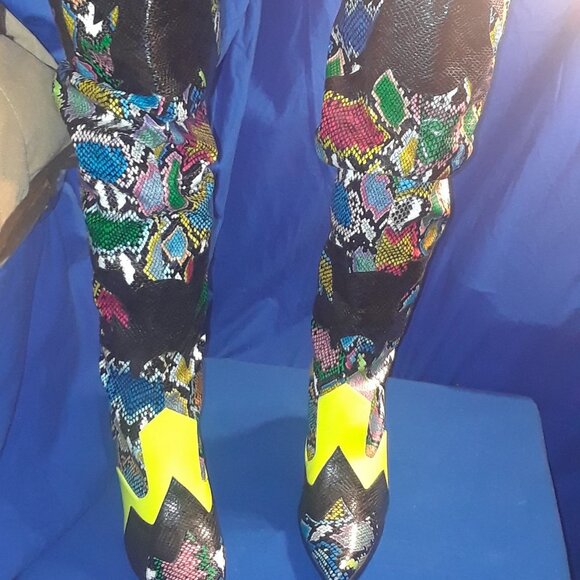 HILDA OVER THE KNEE THIGH HIGH CHUNKY LOW HEEL BOO - Picture 5 of 5